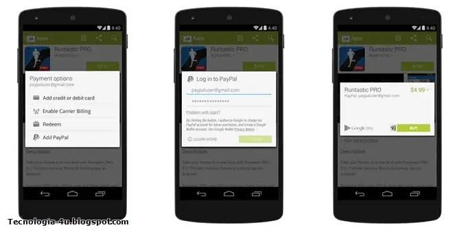 GooglePlay: Comprar aplicaciones con PayPal