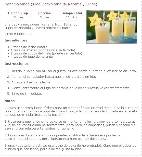 Morir soñando (bebida refrescante rapida)