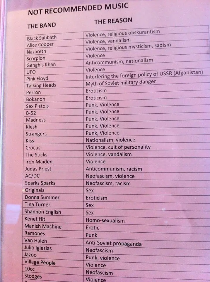 Bandas de rock prohibió el comunismo