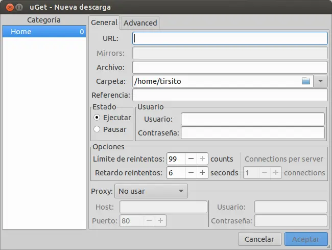 uGet en Ubuntu y Arch Linux