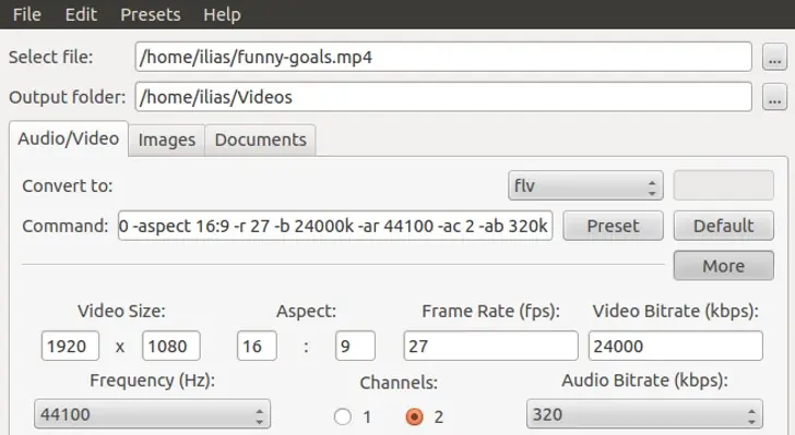 FF multi Convertidor 1.4.1 ffmpeg tiene nuevos presets