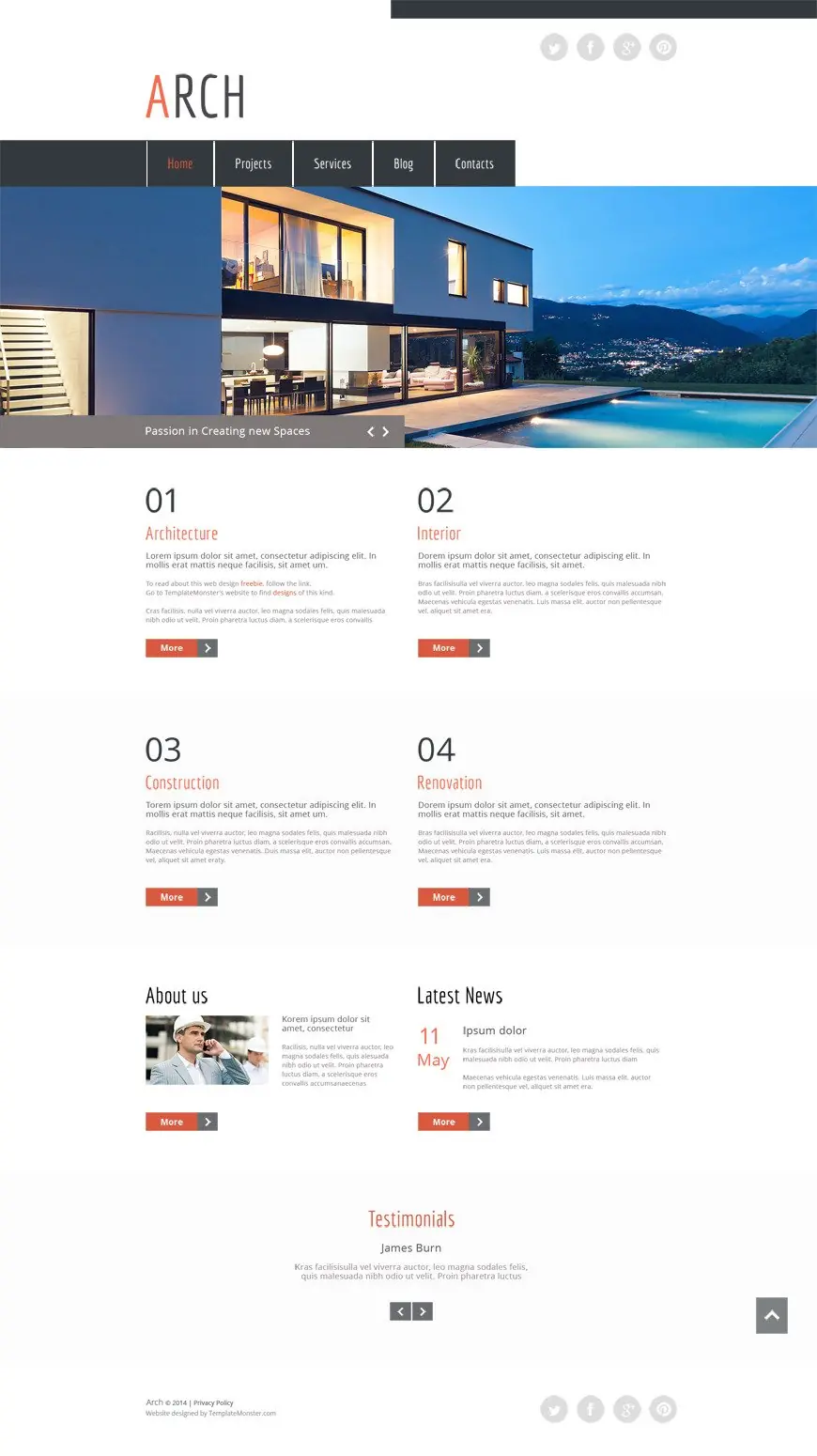 Tema Adaptable Gratis para Sitio Web de Arquitectura