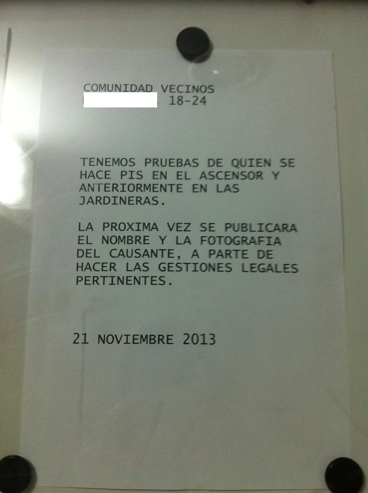 +7 si te gusto.Notas de vecinos en edificios.