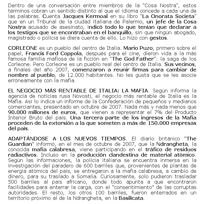 Curiosidades de la Mafia