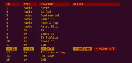 command line radio y tv o lo que sea