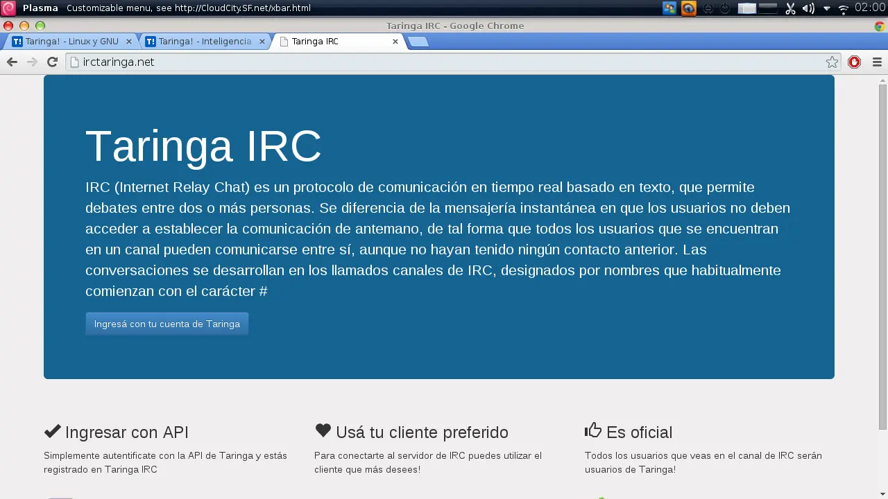 Conectate a irctaringa.net con konversation