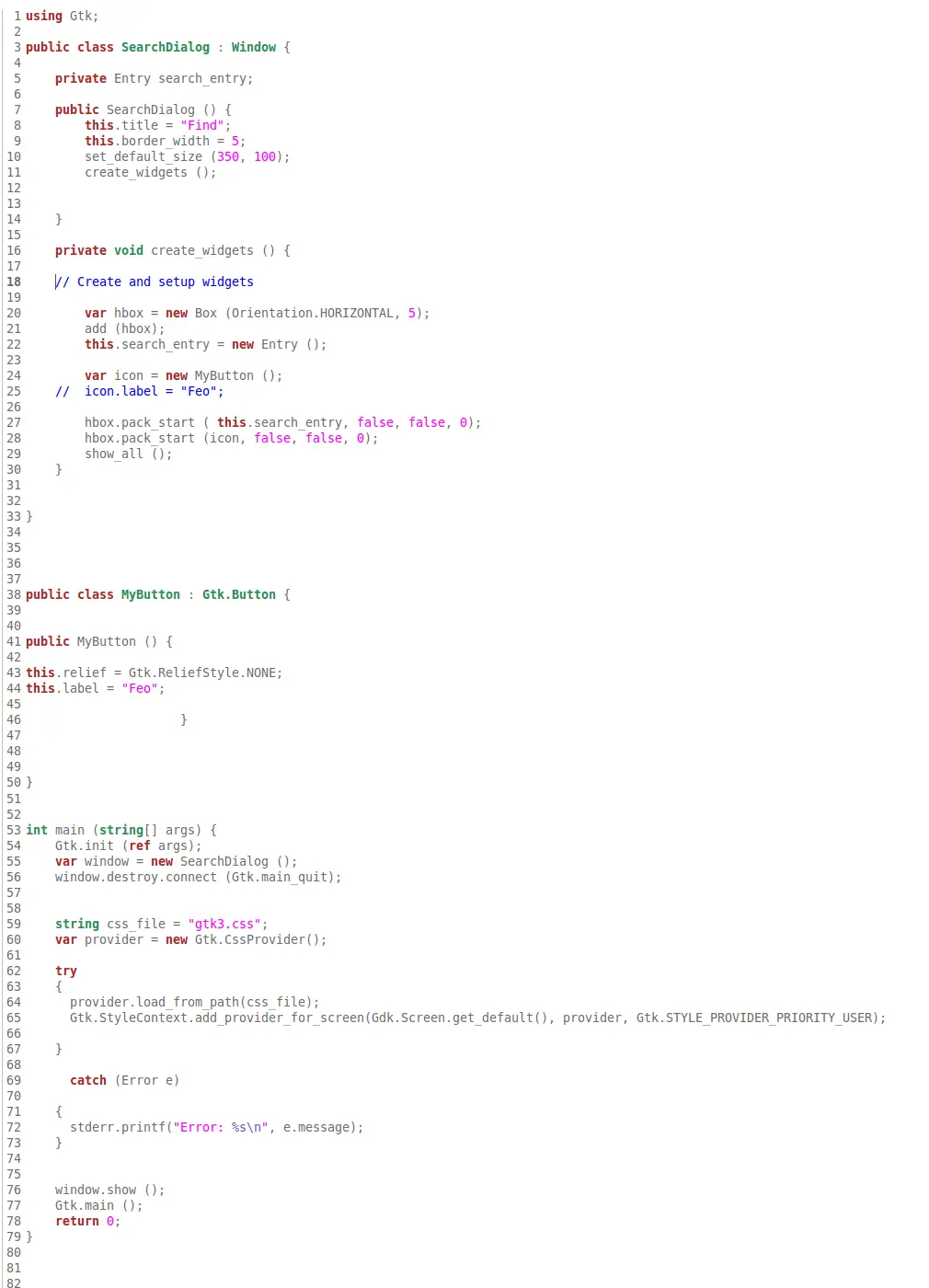 Vala (Gtk 3.10 ) creando una Clase modificada