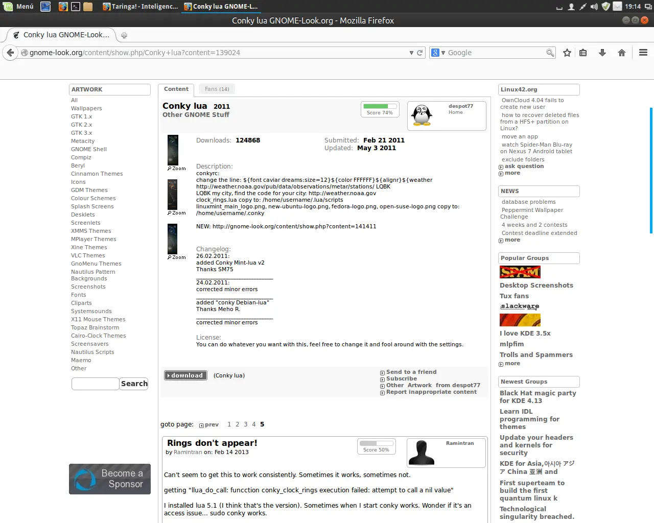 Instalar Conky Lua en Ubuntu 14.04 y Linux Mint 17