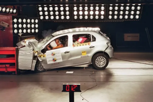 Gol trend 1.6 Latin Ncap Crash Test con airbag y sin airbag