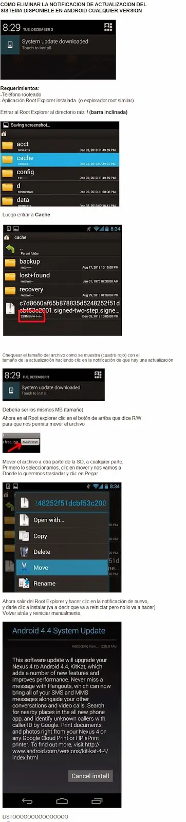 Eliminar notificacion actualizacion del sistema android