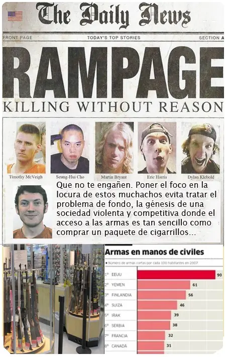 Las personas matan no los vídeo juegos ni las armas.