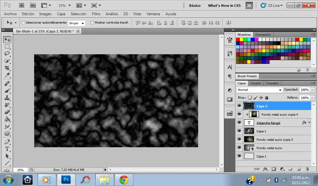 efecto en el texto de metal