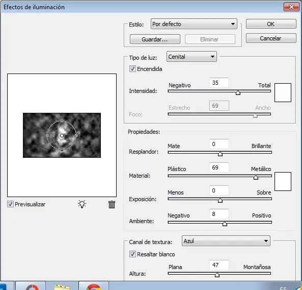 efecto en el texto de metal