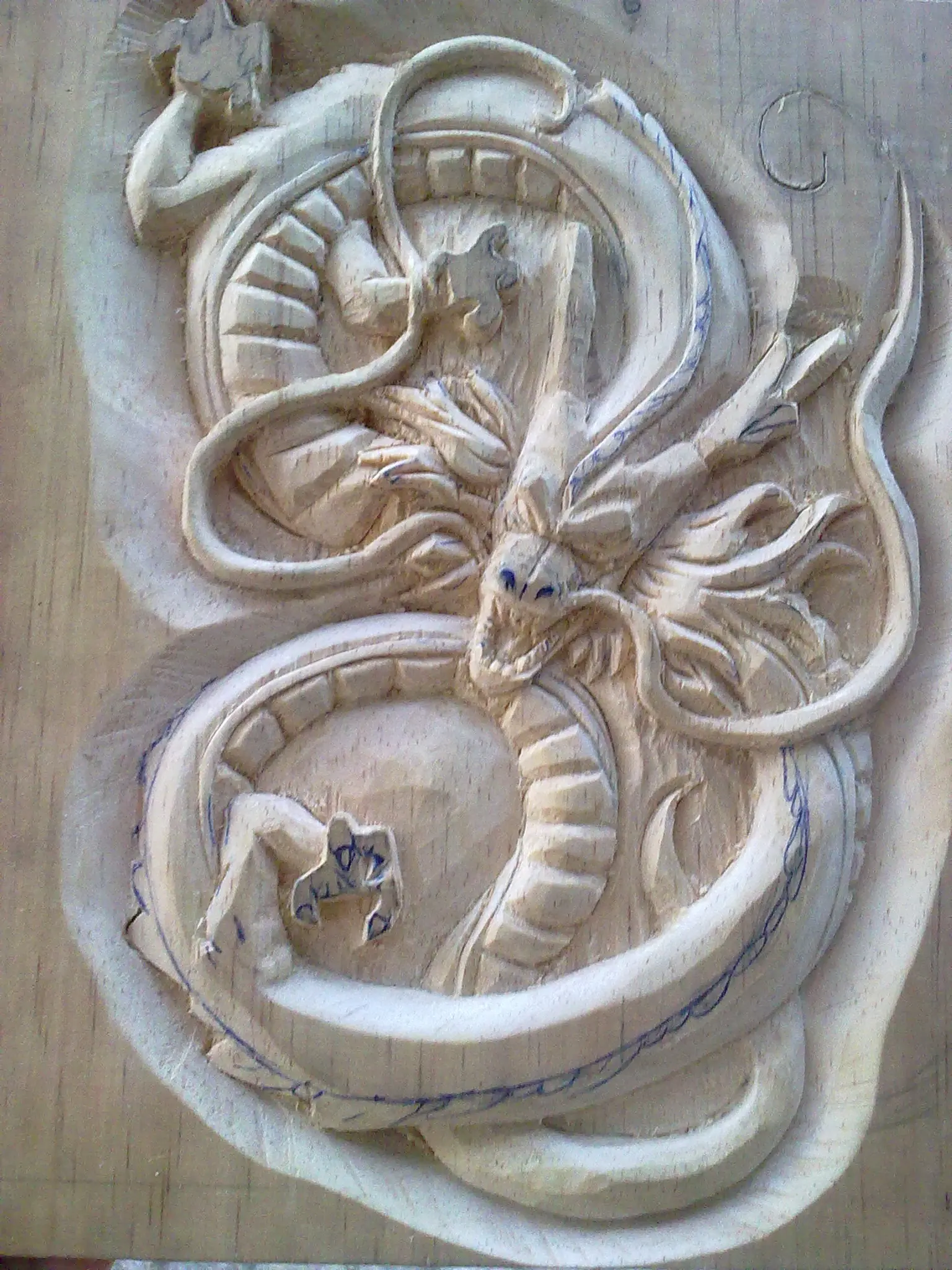 dragon ball z, shenlong talla en madera