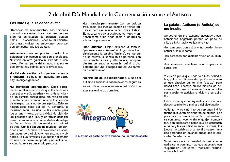 2 de Abril día de la concientización sobre el autismo