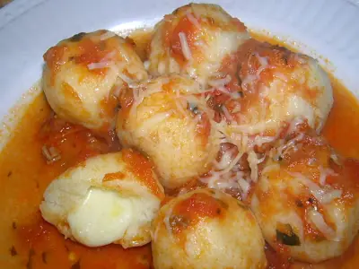 Ñoquis rellenos de jamón y queso...