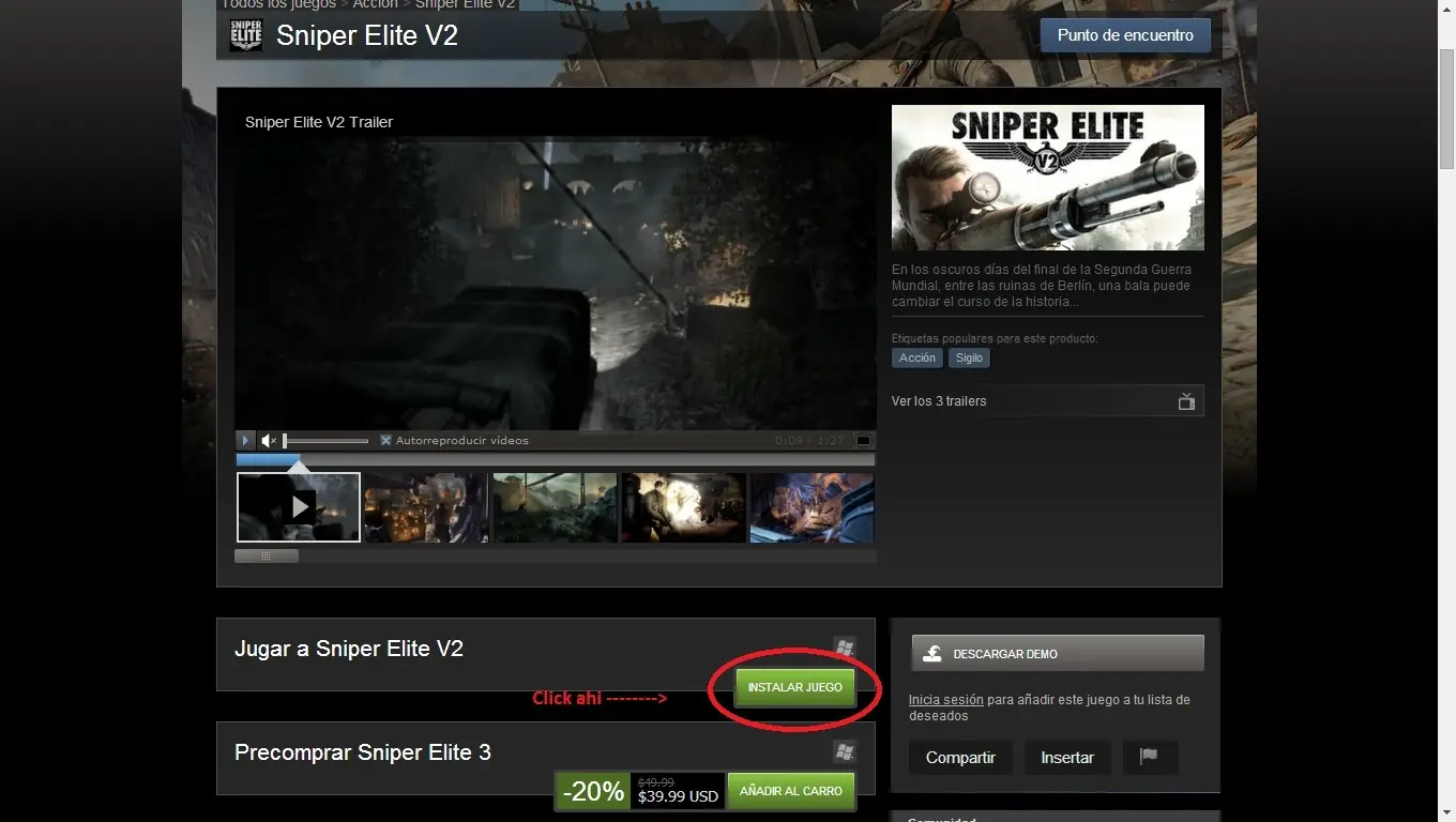 Sniper Elite V2 por steam gratis!