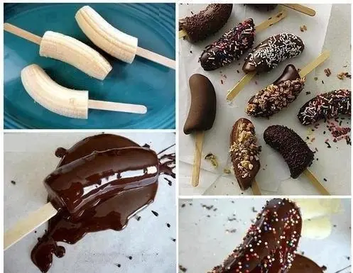 Bananas banadas en chocolate