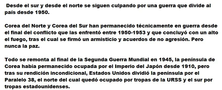 Corea del Sur y del Norte: Historia de 63 años de Conflicto