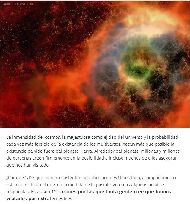 12 razones por creer que fuimos visitados x extraterrestre.