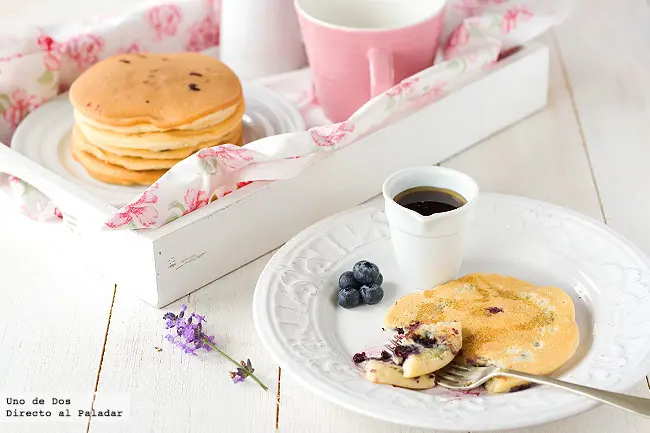 Tortitas americanas(pancake) con arándanos