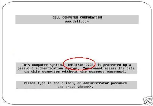 Bios password dell por service tag