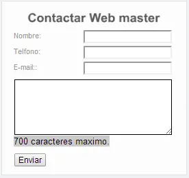 Formulario de contacto con Php y Mysql