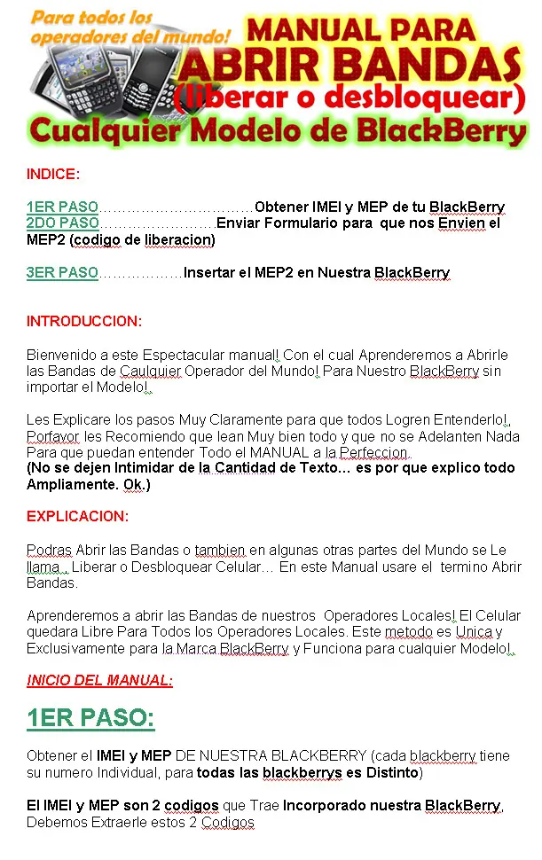 Liberar BlackBerry! Cualquier Modelo! Todos los operadores!
