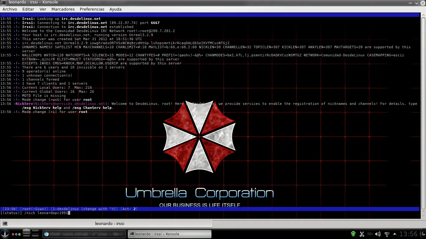 Cliente IRC para consola “Irssi”