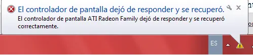 Controlador de pantalla dejo de responder y se recupero