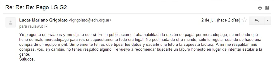 Ojo con este usuario de MercadoLibre! (PARTE 2)