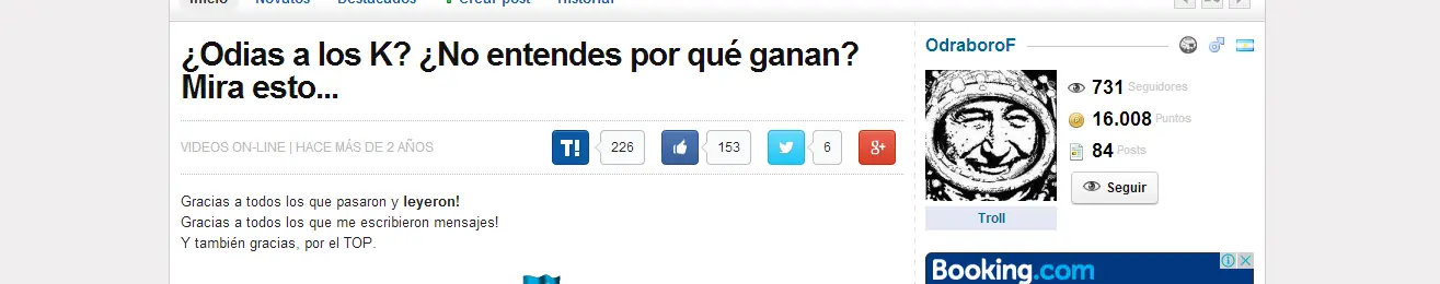 Respuesta a "¿Odias a los K? ¿No entendes por que gan