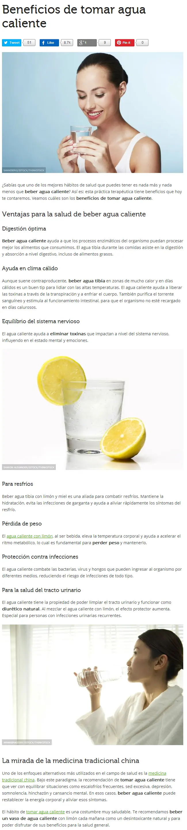 Beneficios de tomar agua caliente