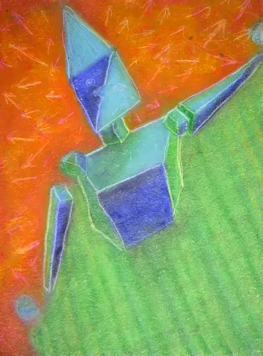 Mi incursion al cubismo (pastel sobre cartulina)