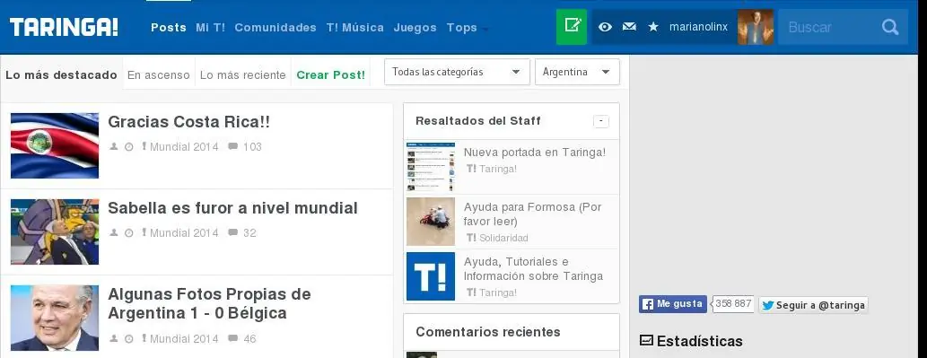 Taringa v6 rediseñado (responsive-apto para móviles)