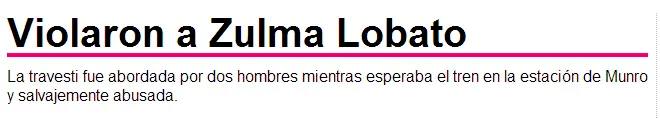 Violaron a zulma lobato