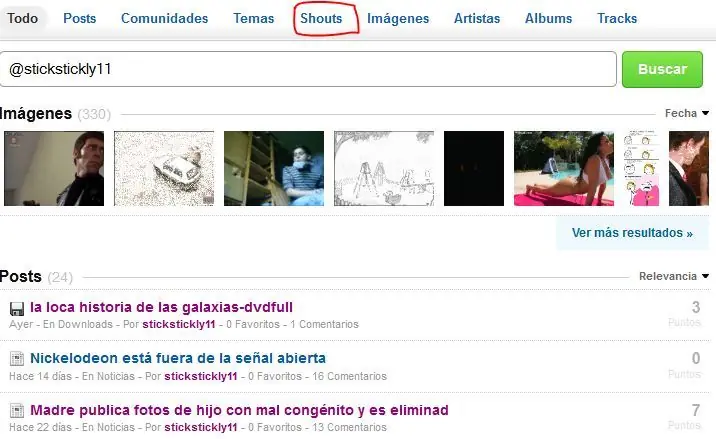 ¿Como ver todos los shouts que has publicado?