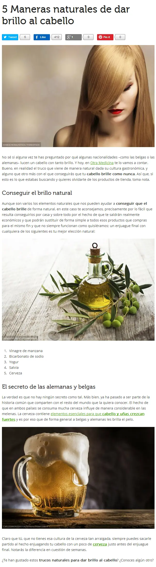 5 Maneras naturales de dar brillo al cabello