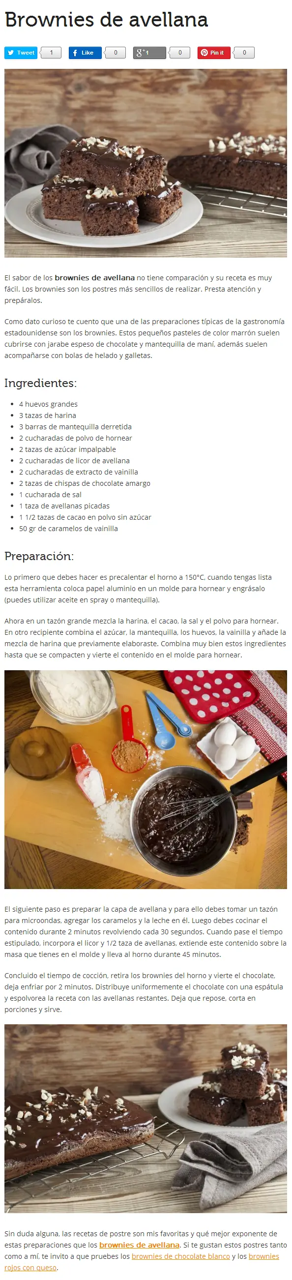 Brownies de avellana