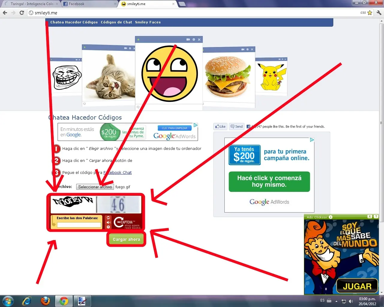 Crear imágenes para el chat de faceook