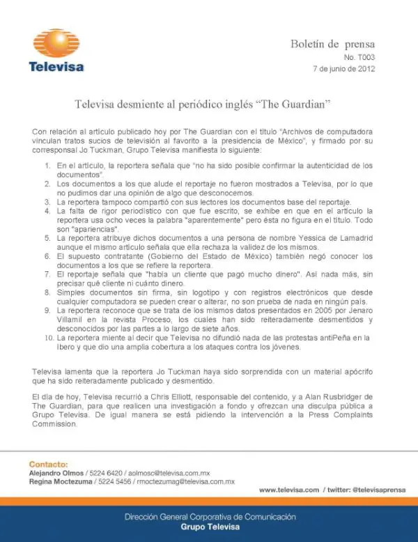 ¡Importante! Aportan pruebas relación Peña Nieto-Televi
