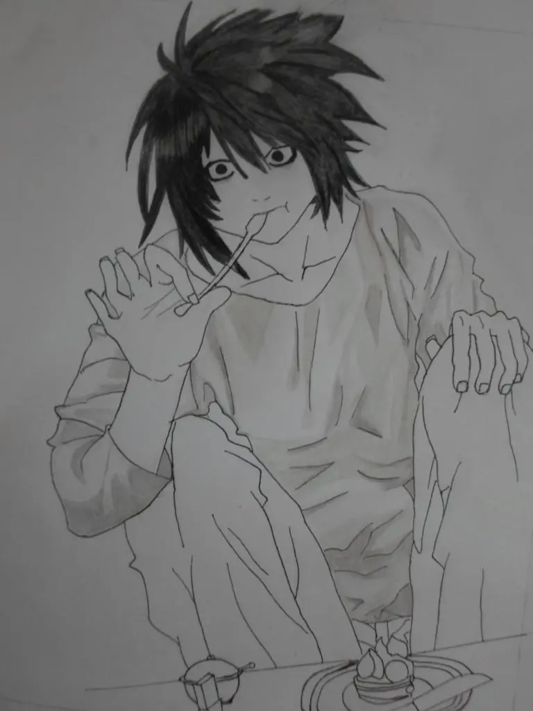 Mi dibujo de L Lawliet (Death Note)
