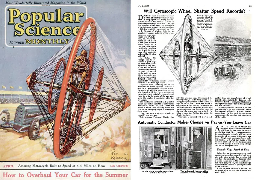Ideas extrañas de 1917, un monociclo a helice en la 1gm