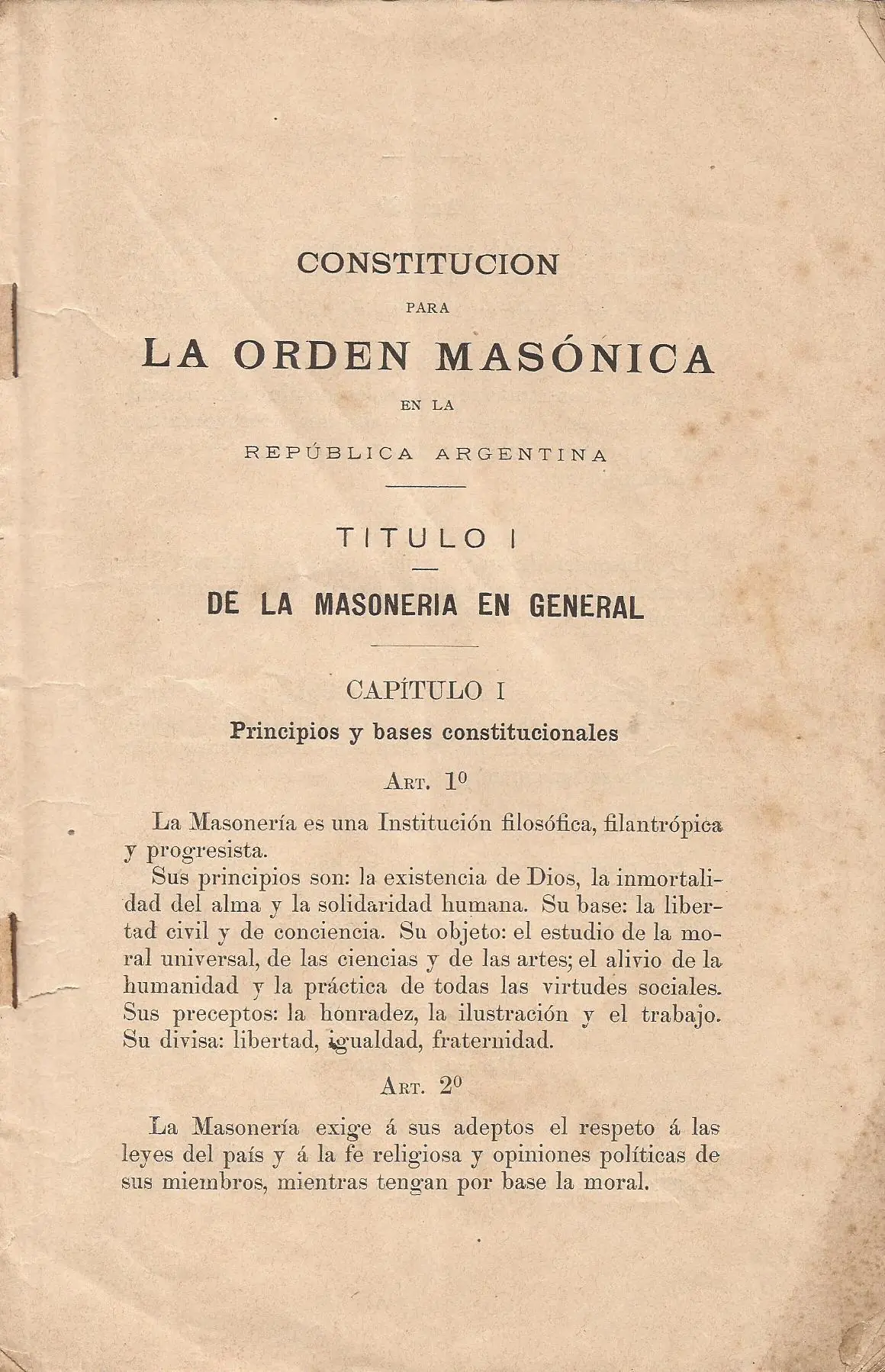 Constitucion de la orden Masonica (Inteligencia colectiva)