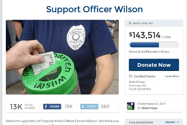 Policía que mató a Michael Brown recibió más donaciones que