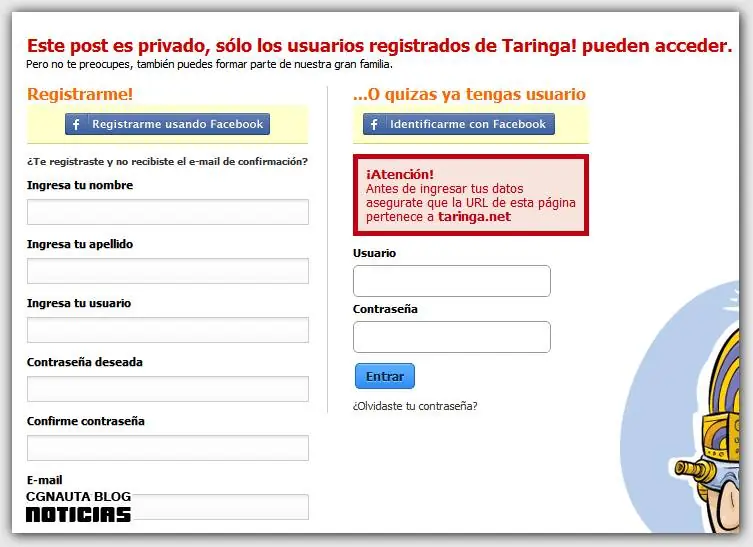 Post privados en taringa...obviar la verificación.