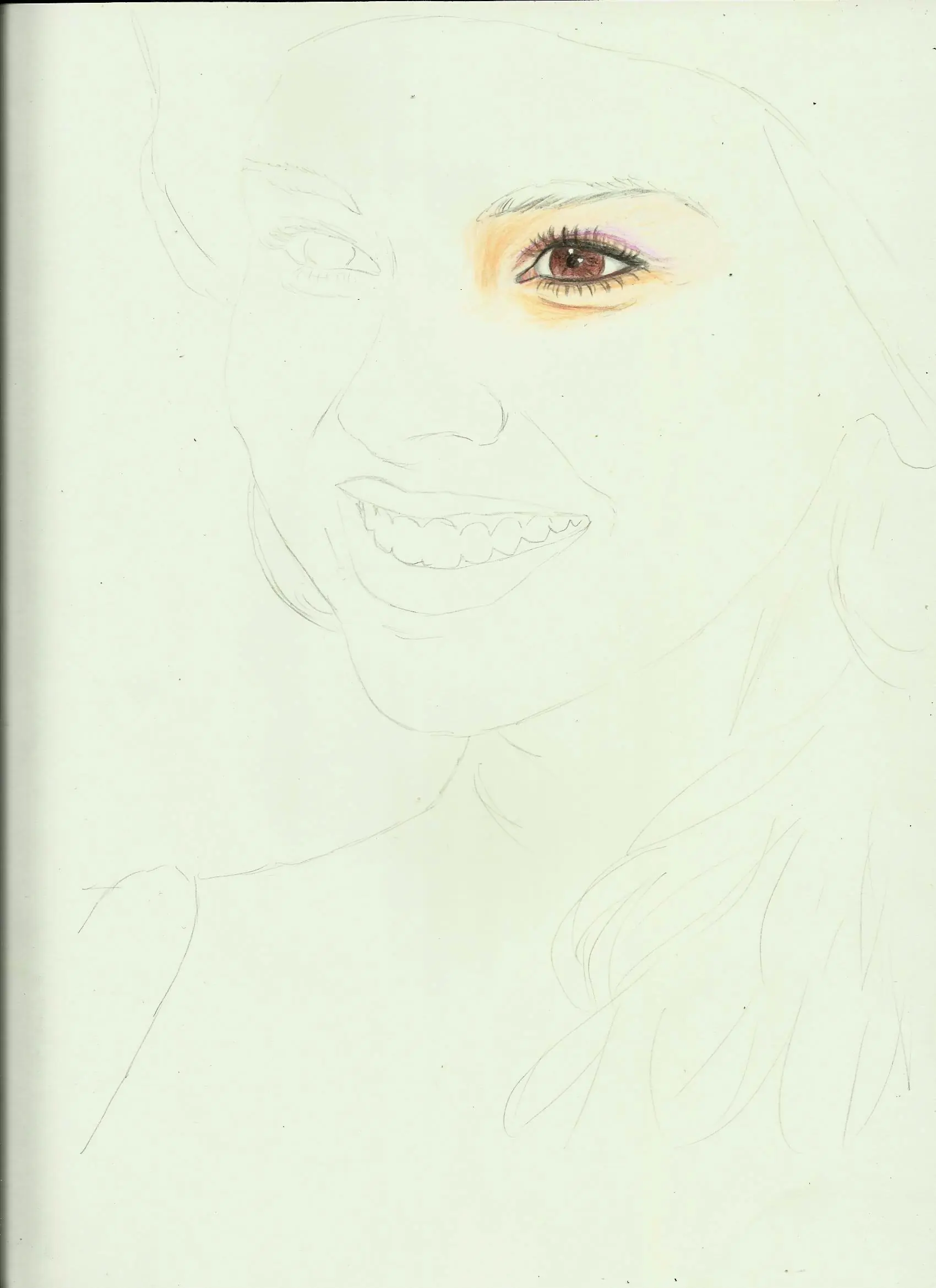 Retrato de Chenoa a colores (proceso)