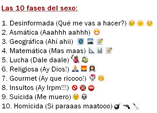 10 fases del sexo y más!