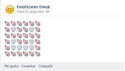 Emoji Art: Corazones en Emoticones para el muro de Facebook