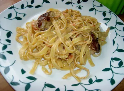 Pasta con setas y gambas [fácil-medio]